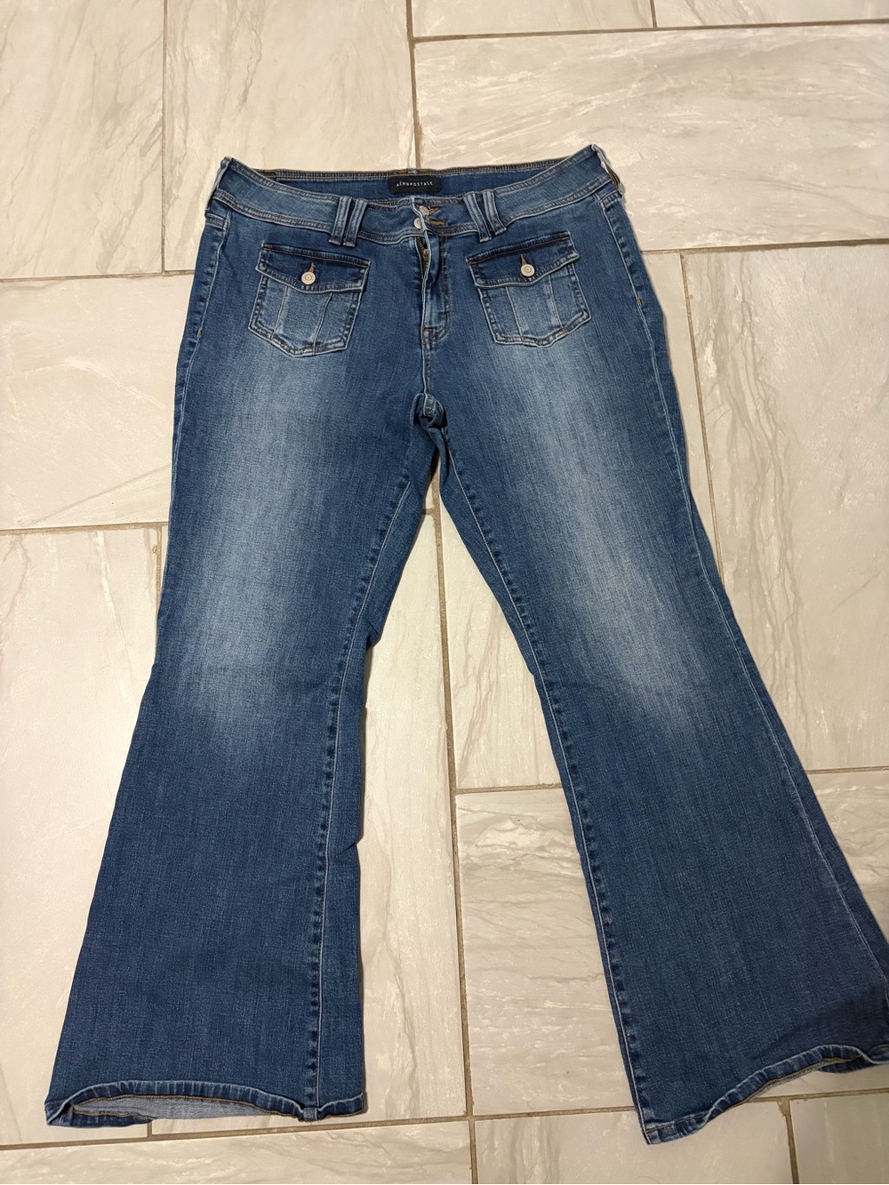 Aeropostale Dark Blue Flared Jeans with Front Flap Pockets